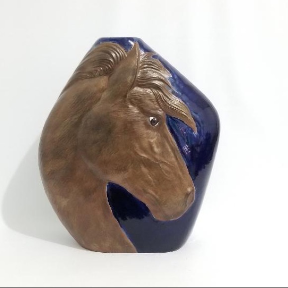 Other - Hand Made Hand Painted Unique Vintage Chalkware Pottery Horse Vase